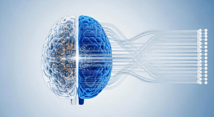 Abstract Digital Brain AI Concept Futuristic Technology and Neural Network Illustration