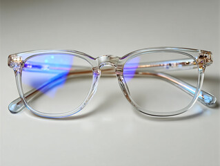 Blue With Glasses Transparent Blocking Frame Light White