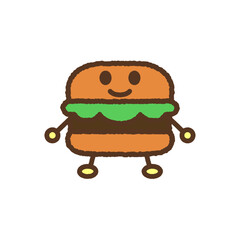 キャラクター風の食べ物アイコン　ハンバーガー
