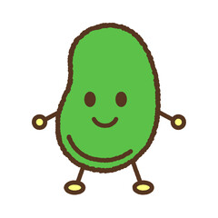 キャラクター風の食べ物アイコン　そら豆