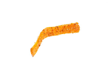 Fototapeta premium Handmade Spicy Golden Noodle with Pepper Flakes Isolated on White Background