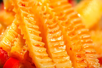 Spicy Orange Konjac Noodles in Hot Pot - Vegetarian Asian Food with Chili Sauce and Essential Healthy Ingredients