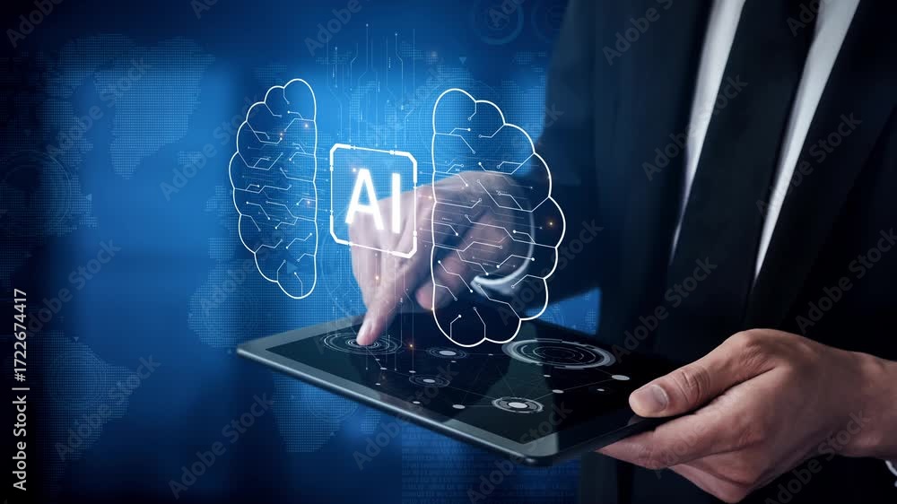 Fototapete ai assistant brain processor with llm technology, big data, machine learning, generative ai for busi