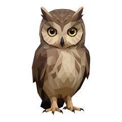 Vector art of a lowpoly owl with big yellow eyes