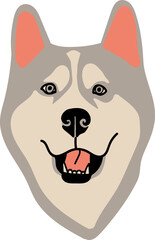 A cartoon husky dogs face with a wide smile