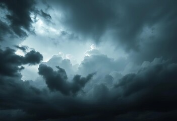 Obraz premium Dark, stormy cloudscape with dramatic lighting and texture, cumulonimbus, grey