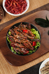 Fried Grasshopper Dish Shandong Style Traditional Chinese Insect Cuisine Farmhouse Cooking