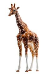 Obraz premium Graceful giraffe posing majestically against a simple backdrop, showcasing its unique pattern,