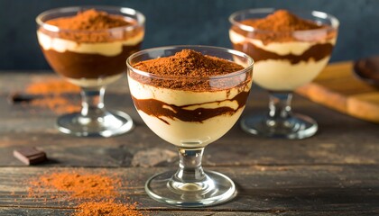 Delicious Tiramisu Dessert in Glasses.