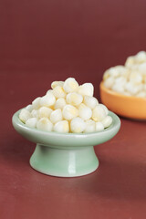 Fresh White Corn Kernels in Ceramic Bowl - Healthy Breakfast Food Ingredient
