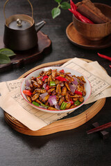 Fried Silkworm Pupa Traditional Chinese Shandong Cuisine Crispy Golden Insect Dish with Peppers