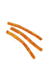 Spicy Beef Jerky Sticks Isolated on White Background - Premium Protein Snack Food