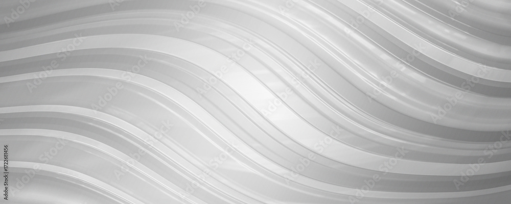 Poster abstract wavy background in grey and white, modern flowing lines and smooth surface.