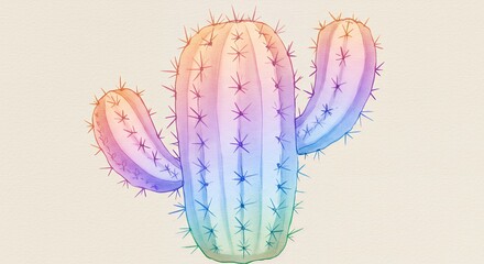 Rainbow cactus illustration