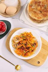 Handmade Tujia Thousand Layer Pancakes with Sauce and Traditional Chinese Snacks Biscuits