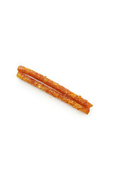 Handmade Spicy Dried Meat Sticks Traditional Asian Snack Food on White Background
