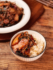 Traditional Guangdong Stir-Fried Dried Plums with Cabbage and Rice - Authentic Chinese Cuisine