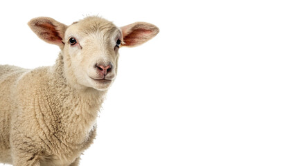 Young lamb standing calmly isolated on transparent background