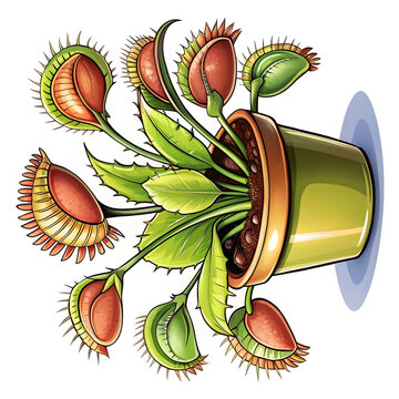 venus flytrap plant in green pot clip art preview
