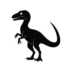 Alert velociraptor standing in a striking silhouette pose