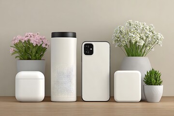 White home electronics and plants appliances phone