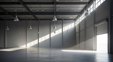 Obraz premium Empty warehouse interior industrial building space storage facility architecture design