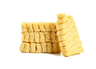 Dried Bean Curd Tofu Skewers on White Background - Traditional Asian Food Ingredient