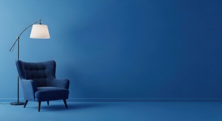 Cozy Reading Nook with Plush Armchair and Arc Lamp