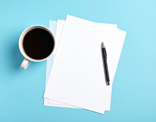 Minimalist office desk with stationery on colorful background