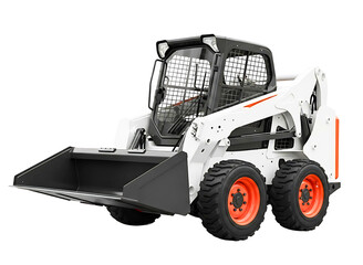 White bobcat skid steer loader with bucket isolated on transparent background