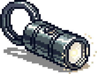 Fototapeta premium A pixelated illustration of a flashlight emitting bright light, with a loop.