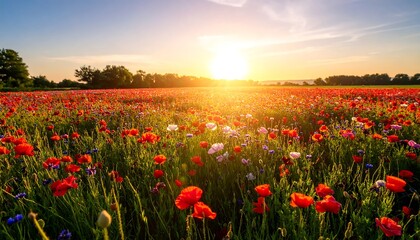Beautiful Poppy Field Sunrise.