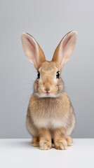 Fototapeta premium Portrait of cute brown rabbit sitting. 
