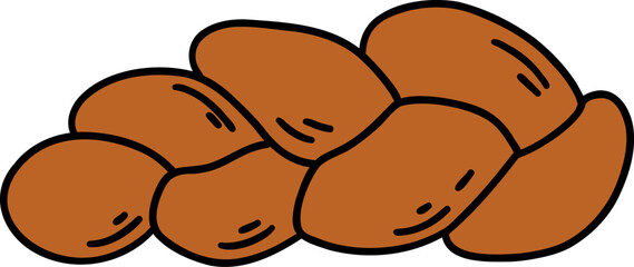 A cartoonstyle illustration of a braided loaf of bread
