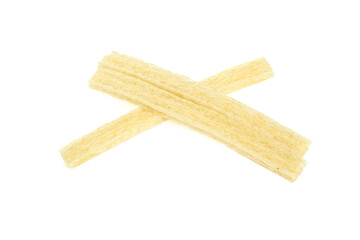 Dried Wheat Gluten Noodle Sticks on White Background - Traditional Asian Food Ingredient