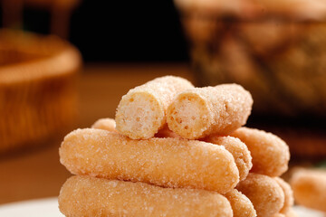 Traditional Beijing Jiangmizhi Rice Strips - Chinese Sweet Dessert with Sugar Coating
