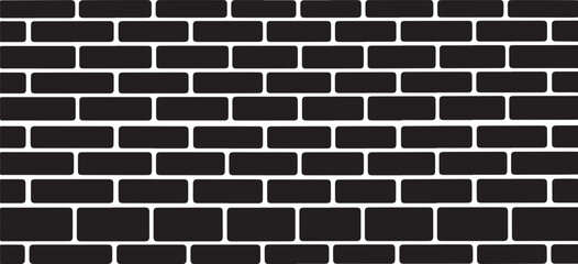 Illustration of seamless black brick wall pattern with white grout