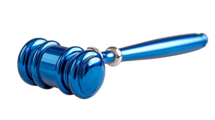 Blue gavel isolated on transparent background