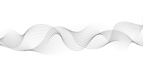 White wave curve lines banner background design. Abstract soft wave lines dynamic flowing gray light isolated background. Vector Illustration of the gray pattern of lines. Black stripes on white .	