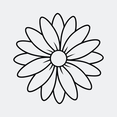 Simple Daisy Flower Line Art Outline Design.