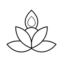 Minimalist outline of a yoga lotus flower symbol in silhouette style