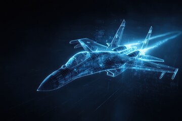 Abstract wireframe fighter jet