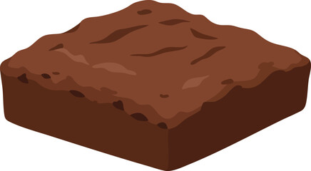 A single, square brownie with a slightly uneven surface, casting a shadow to the left.