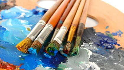 Obraz premium Artistic Paintbrushes on Palette.