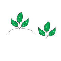 Plant with green leaves isolated flat vector illustration on white background