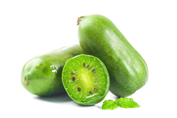 Mini Kiwi Fruits Fresh Green Tropical Berries White Background Display