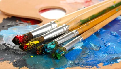 Obraz premium Artistic Paintbrushes on Palette.