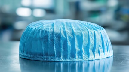 Surgical Cap on Table in Hospital Environment, Close-Up Image
