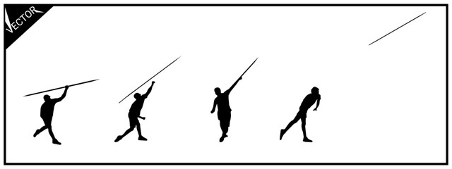 Silhouette of a male athlete throwing a javelin. Suitable for an athletic sports theme.