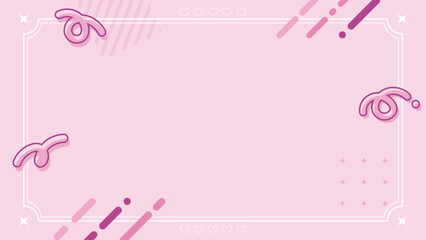 ピンクのおしゃれでかわいい配信画面　シンプルな背景装飾イラスト　フレーム　スタイリッシュ 16:9　飾り枠